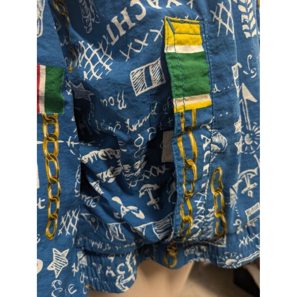 Vintage Lizsport 90s Y2k Blue Nautical Coastal Print Bomber Jacket sz M Retro - Picture 7 of 13